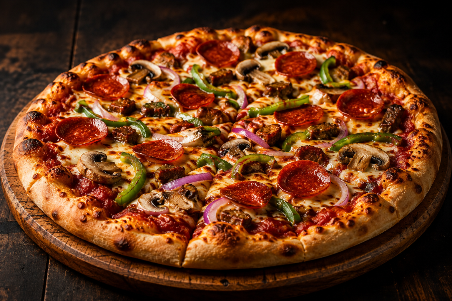Freshly baked pizza